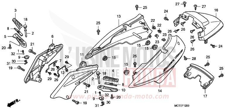 BODY COVER for Silver Wing PEARL CYBER BLACK (NHA42) from 2006
